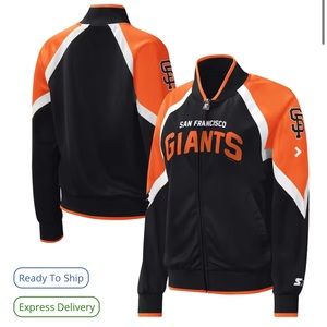 San Francisco Giants Starter Black Touchdown Raglan Full-Zip Track Jacket